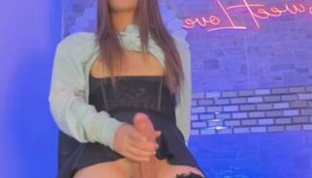 Transwoman Jerks Her Big Cock To Sissygasm