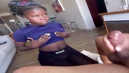 Ebony Orphan Facialed by Her Adopted Step Father