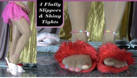 Shiny Tan Pantyhose Slipper Play - HD