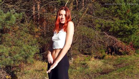 My Redhead Girlfriend Always Wants to Fuck, Even on a Walk in the Forest! Polish Couple in Action