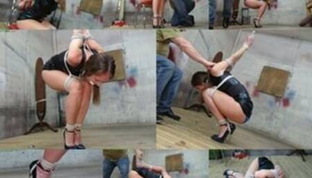 Stretched out in a sinister balltied squat strappado (MP4 SD 3500kbps)