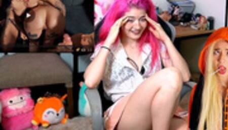 Streamer gets Horny during stream and start watching Porn - Emma Fiore