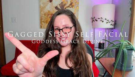 Gagged Sissy Self Facial