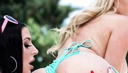 Negro and two beauties with big milkings prefer group gangbang - Savannah Bond