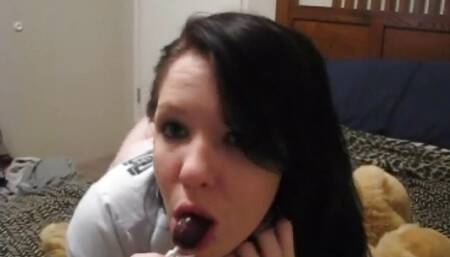 Sexy solo teen half naked sucking on a lollipop