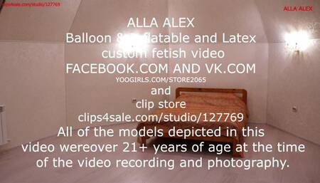 Alla fun and seductively plays with large rare beach balls and hotly rubs against a blue transparent beach ball!!!