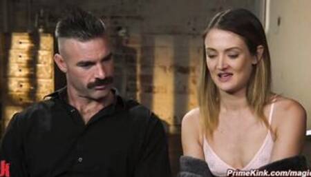 Slim bound beauty deep throat and pussy fucked