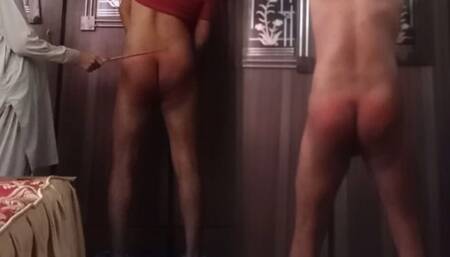 Rude friend spanking hard his bad friend