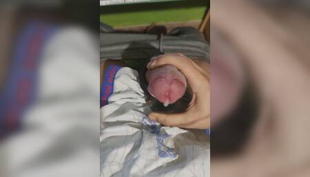 Cumshot on White Boxers