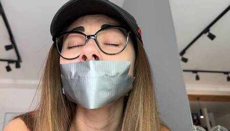 She picked her nose and taped her mouth shut (custom video)