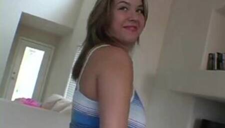 Cute solo teen Bri dancing in POV