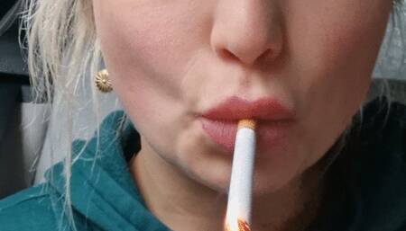 Closeup Smoking in my Car