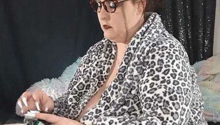 Smoking in bed in robe