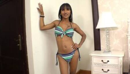 Big tits dark skinned ladyboy ass2mouth