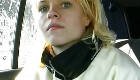 Blonde teen from Germany stuffing a candle in her tight muff