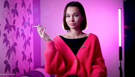 Beautiful Yulia is smoking 120mm cork cigarette