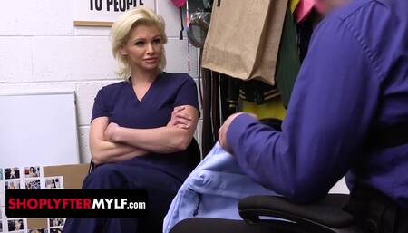 Busty hot nurse is caught stealing and fucked in the security office after the search