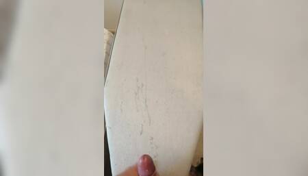 Huge Cumshots Spray Over an Ironing Board and Onto the Wall