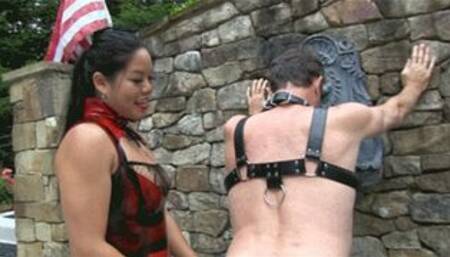 Mistress In Latex & Lace Severely Whips Slave (WMV HD)