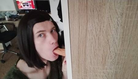 Sissy Sucking Dildo Deep