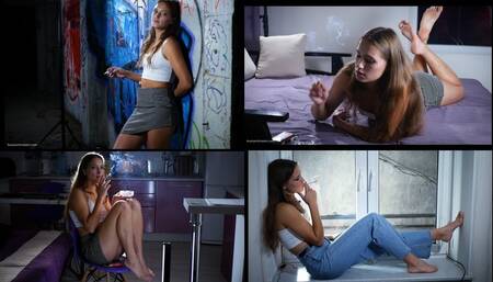 Smoking barefoot with Maria