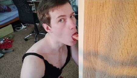 Sissy Sucking Dildo Wigless