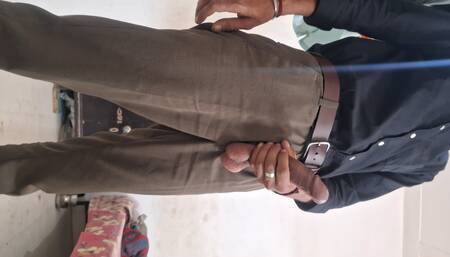 Young boy play in office room