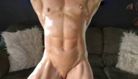 Oiled Up, Nude, HARD Flexing
