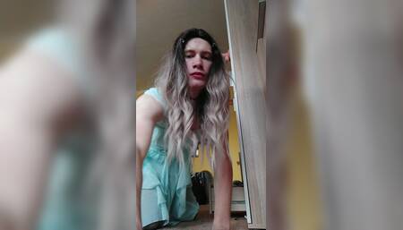 Sissy Sucking Dildo in Dress