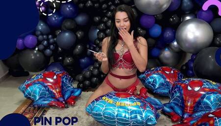 Dani Pin Popping The Spider-Man Foil Balloon - 4K