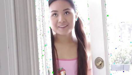 Asian Brunette with Pigtails Responds to an Ad and Shoots Her First Ever Porn POV