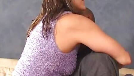 Brunette MILF rides a black dick with her ass then gets facial