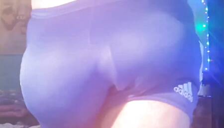 Monster Bulge in Lycra Swim Suit