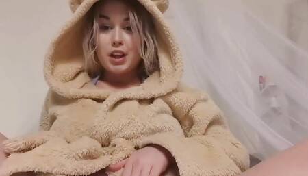 Holly Kitten teddy gown spreading and playing
