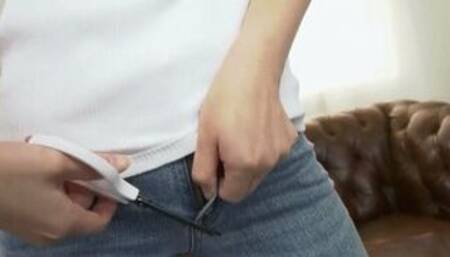 RIPPED JEANS SMALL FEAT ASIAN FOOTJOB