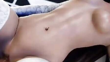 Skinny animator fucked hard by two big  monsters cocks