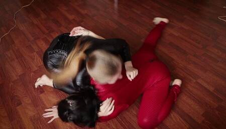 TICKLE AND BASTINADO: LESBIAN RIVALRY IN SEXY CATSUITS (HD)