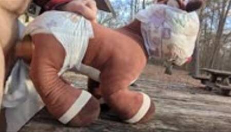Wet Diaper Plushy Sex with Rudolph in the Woods