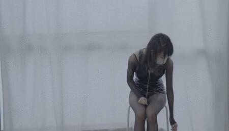 Asian leather fetish girl show her body gloves and boots