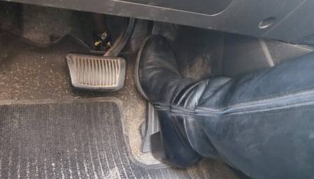 Revving fun in black heeled boots