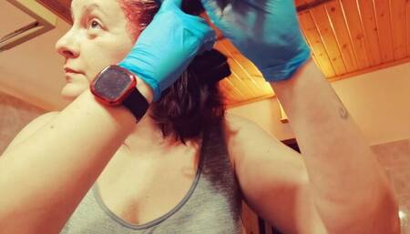 Chubby stepmom dyes her hair red in bra 1080HD