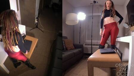 Sablique Von Lux Butt Crushing his Laptop Computer - Above and Side Views 4K