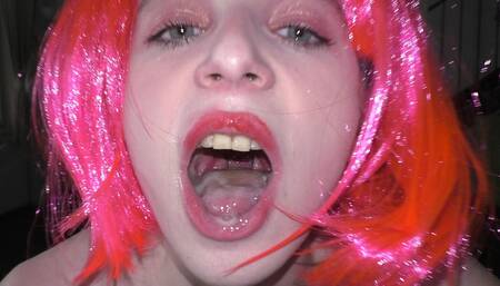 Hot Cum in Mouth (pink Haired Girlfriend Blowjob)