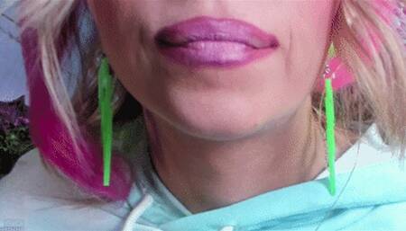 Pink Closeup Lipstick Lip Licking (HD) MP4
