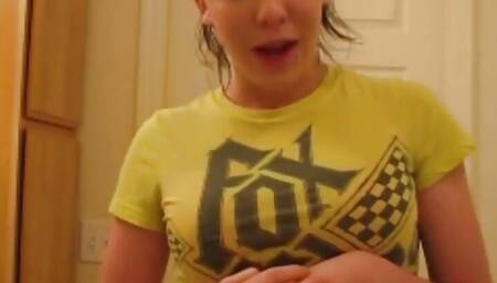 Petite teen teasing the camera in hardcore striptease scene