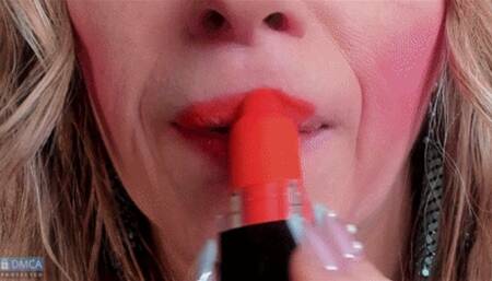 Orange Lipstick Lip Licks (HD) WMV