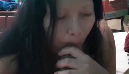 Beautiful girl giving tremendous blowjob