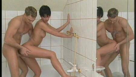 Mind Blowing Brunette Babe Gets Her Pussy and Ass Fucked by Stud in Bathtub