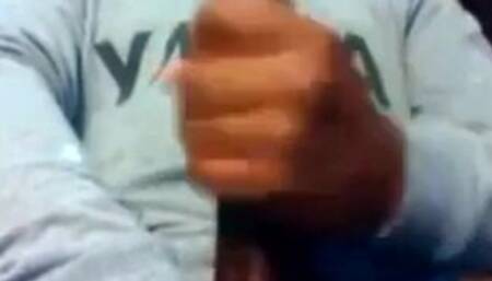 Hunk Strokes His Big Black Cock to Porn and Cums Twice