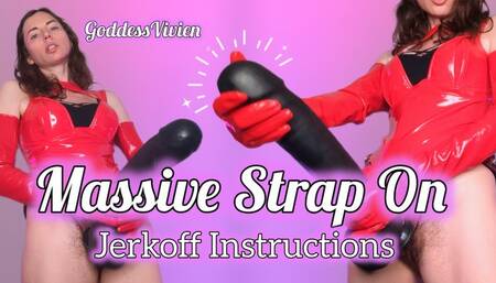 STRAP ON JOI Stroke for Massive Strap On with Goddess Vivien in Red Latex PVC Gloves Masturbation Encouragement for a HUGE Dong